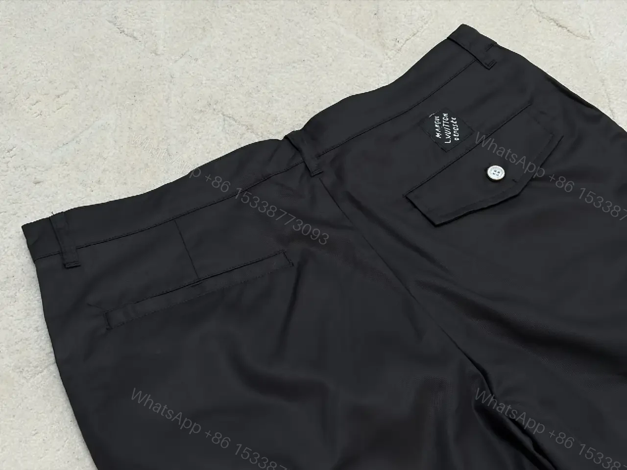View 3 of Black Nylon Cargo Shorts Louis Vuitton Style Utility Pockets Shortage Key Feature