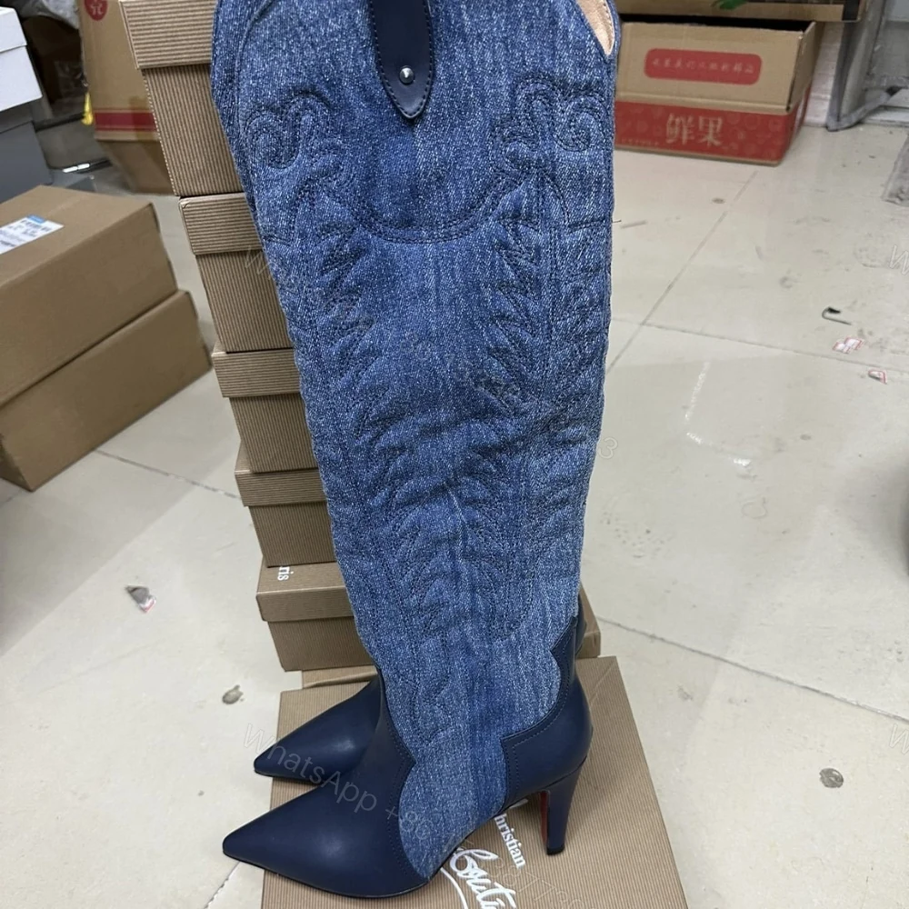 View 3 of CHRISTIAN LOUBOUTIN SANTIA BOTTA 85 BOOTS DENIM BLUE 32405166603