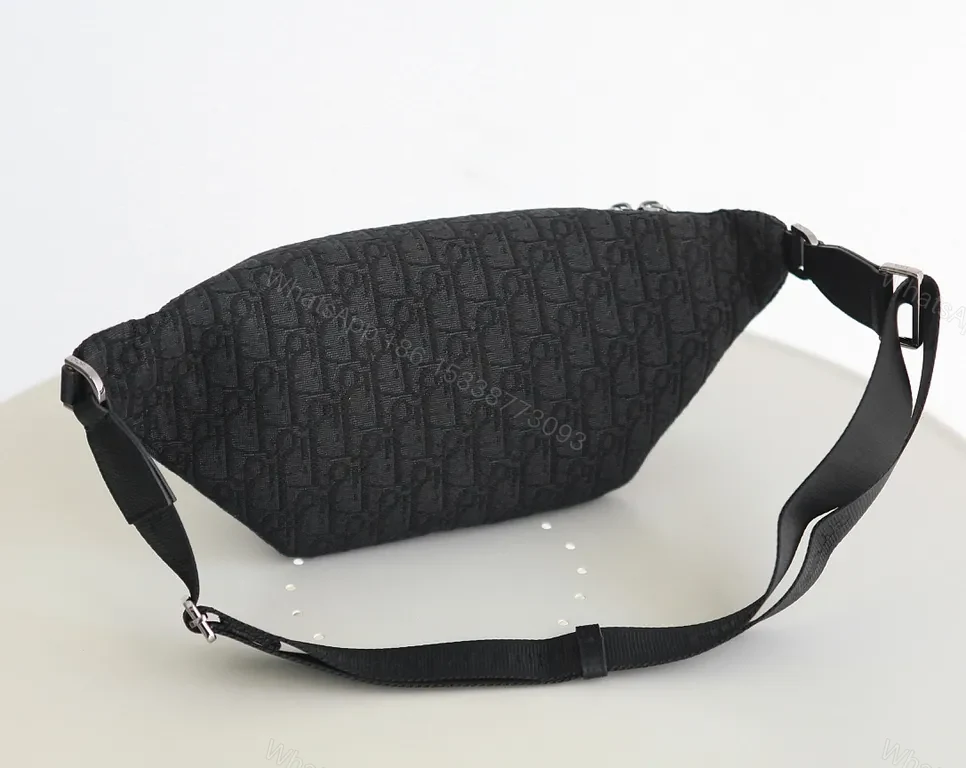 View 8 of Black Textured Belt Bag: Dior-Inspired Minimalist, Compact Utility