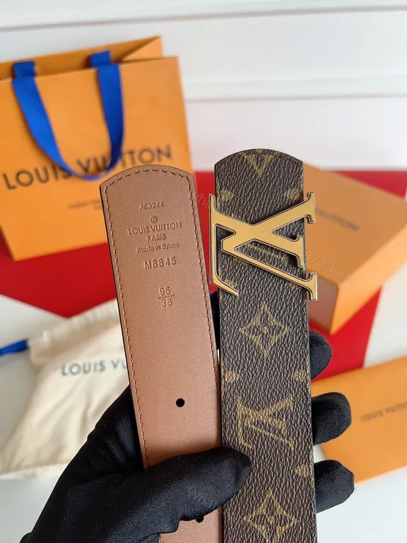 View 3 of Chic LV Monogram Belt â€“ Gold Buckle, Signature Style