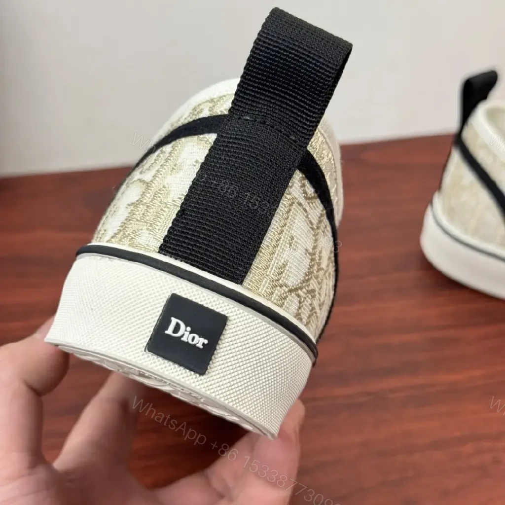 View 7 of Beige Canvas Slip-On Sneakers with Logo