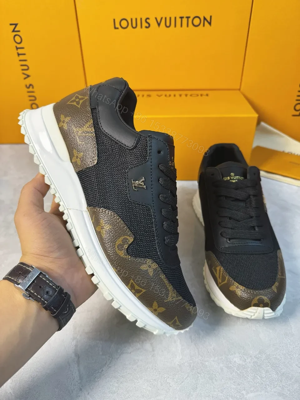 View 2 of Monogram Luxe Runner: Leather, Mesh, Central Monogram, All-Day Comfort Sneakers