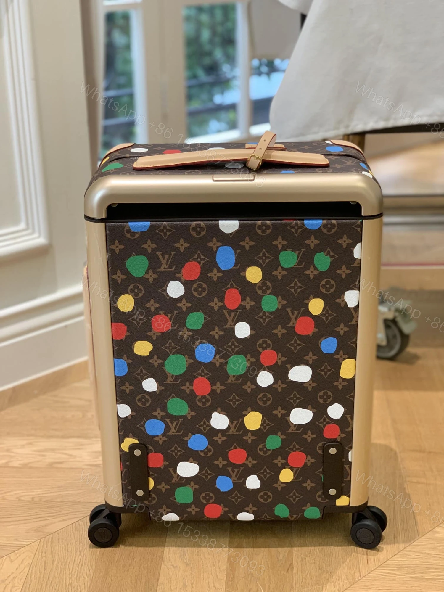 View 3 of Louis Vuitton X Yayoi Kusama Horizon 55 Suitcase Grained Leather Monogram Multicolor 55Cm M10118