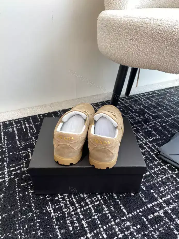 View 5 of PRADA TRAIL FADED SUEDE SNEAKERS IN ECRU – PRD080