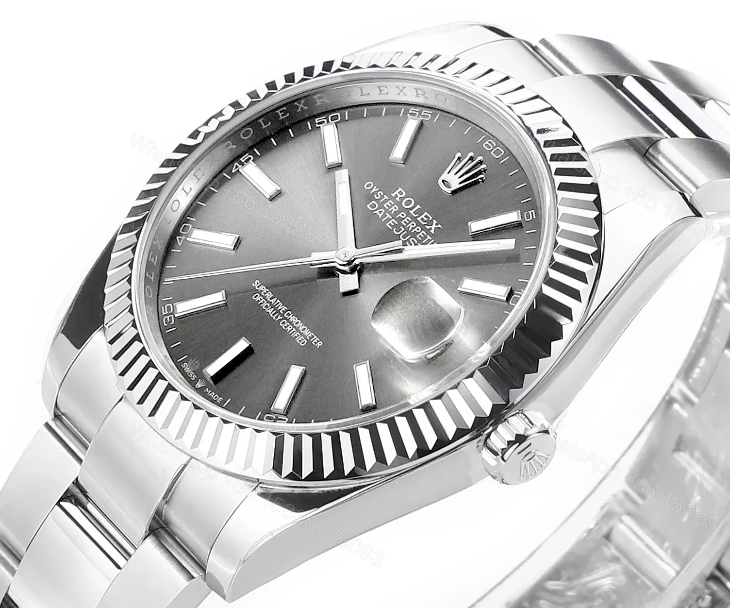View 4 of BT Factory Clean Factory DDF Classic Grey Fluted Bezel Watch