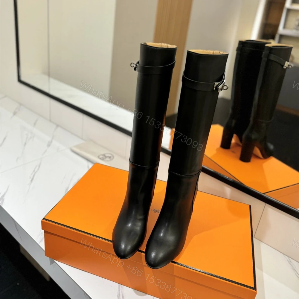 View 3 of 高仿Hermes*H182105ZG02小牛皮高筒靴黑色8.5CM免檢版