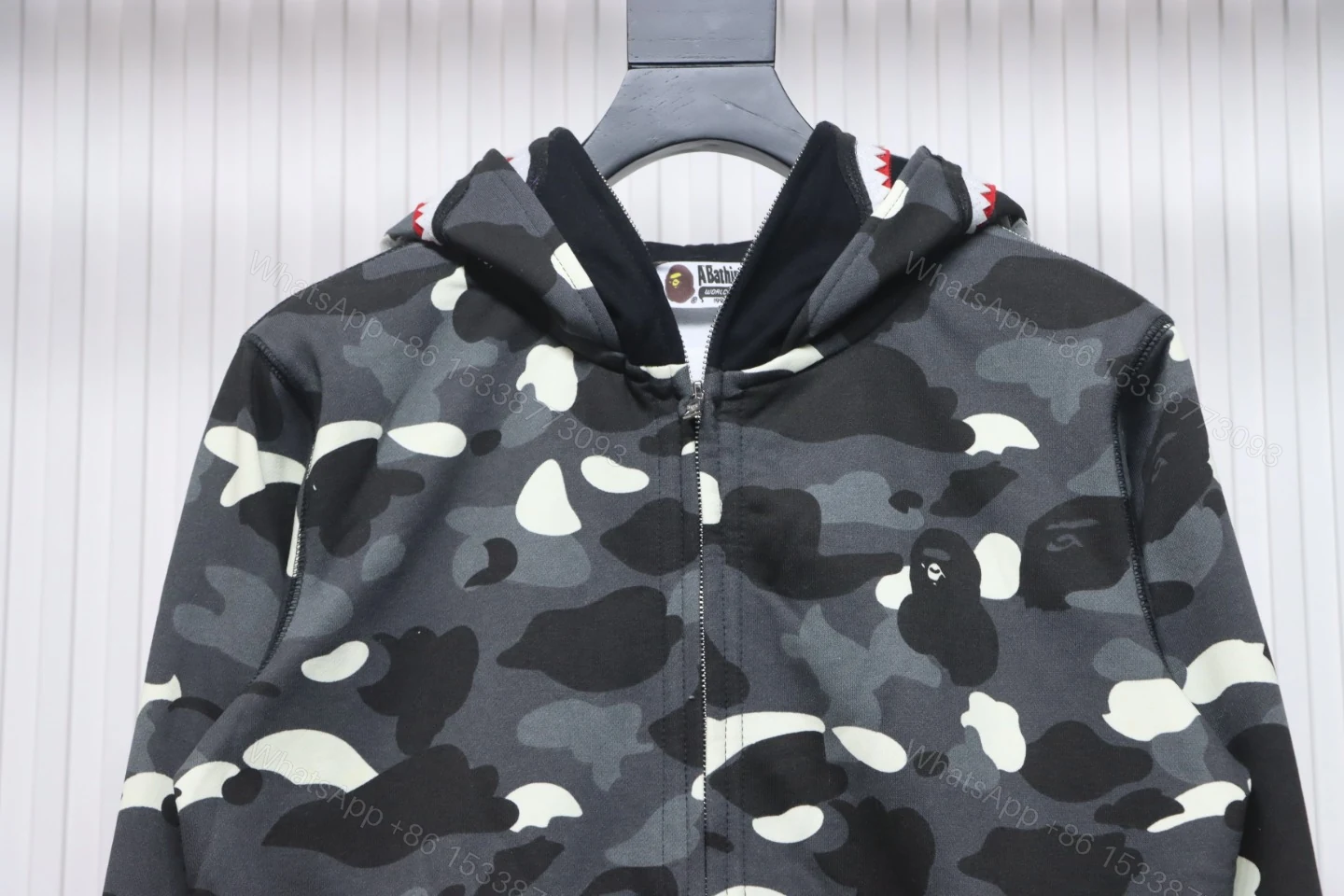 View 2 of BAPE Camouflage Double Hat Hoodie Grey