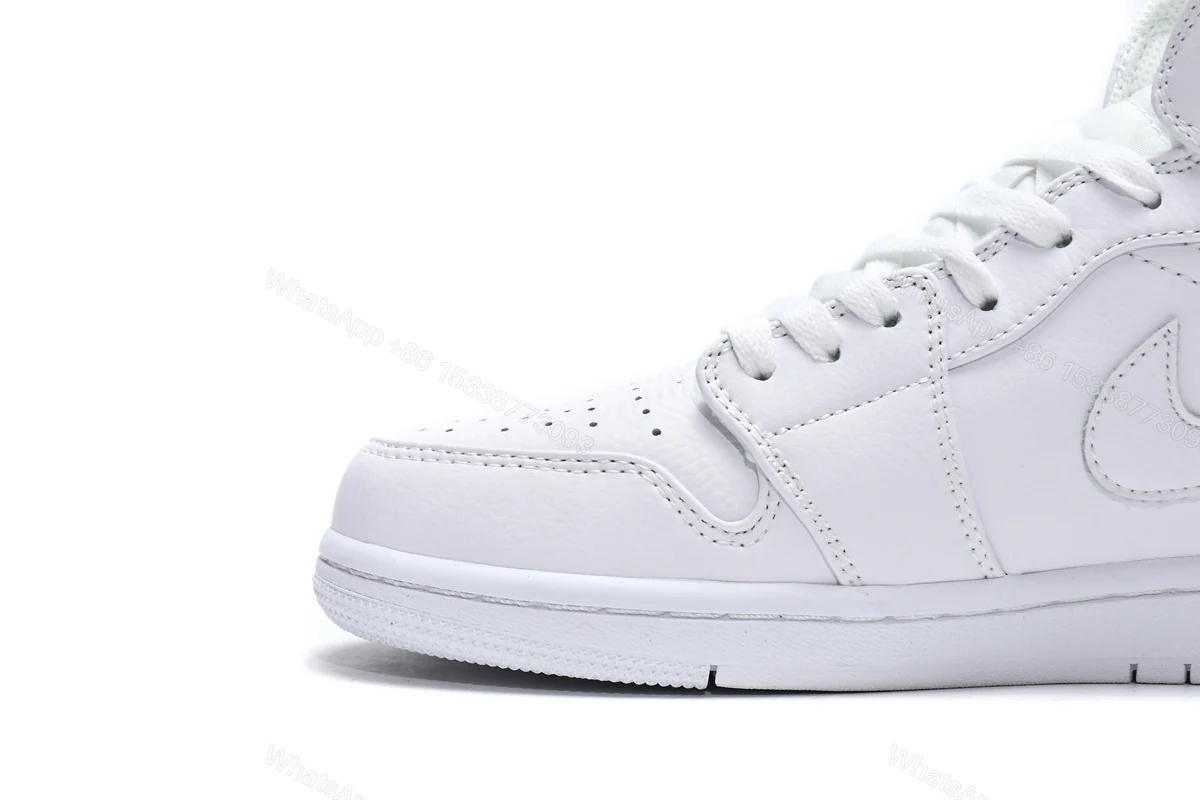 View 5 of Air Jordan 1 Mid Triple White 554724-129