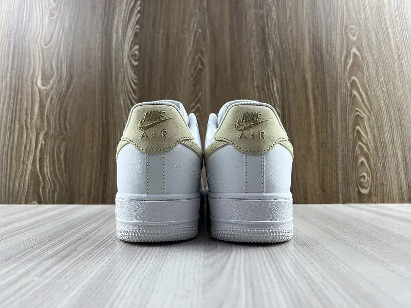 View 6 of White-White Gold Nike-Inspired Low-Top: Luxe Matte Leather Sneakers
