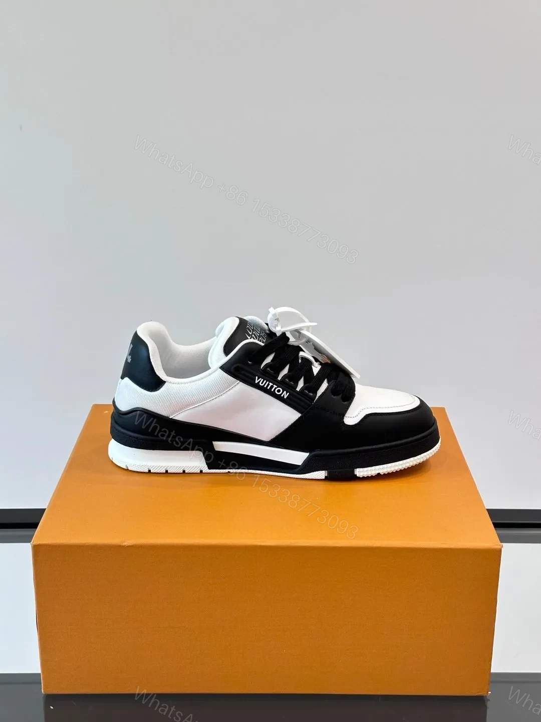 View 6 of LV Men Black White Leather Sneakers