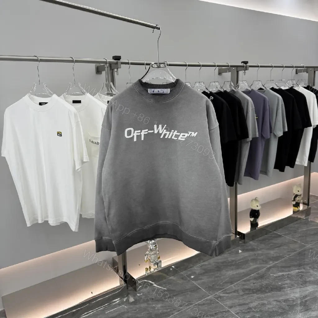 Grey Oversized Sweatshirt with Off-White Logo — view 1
