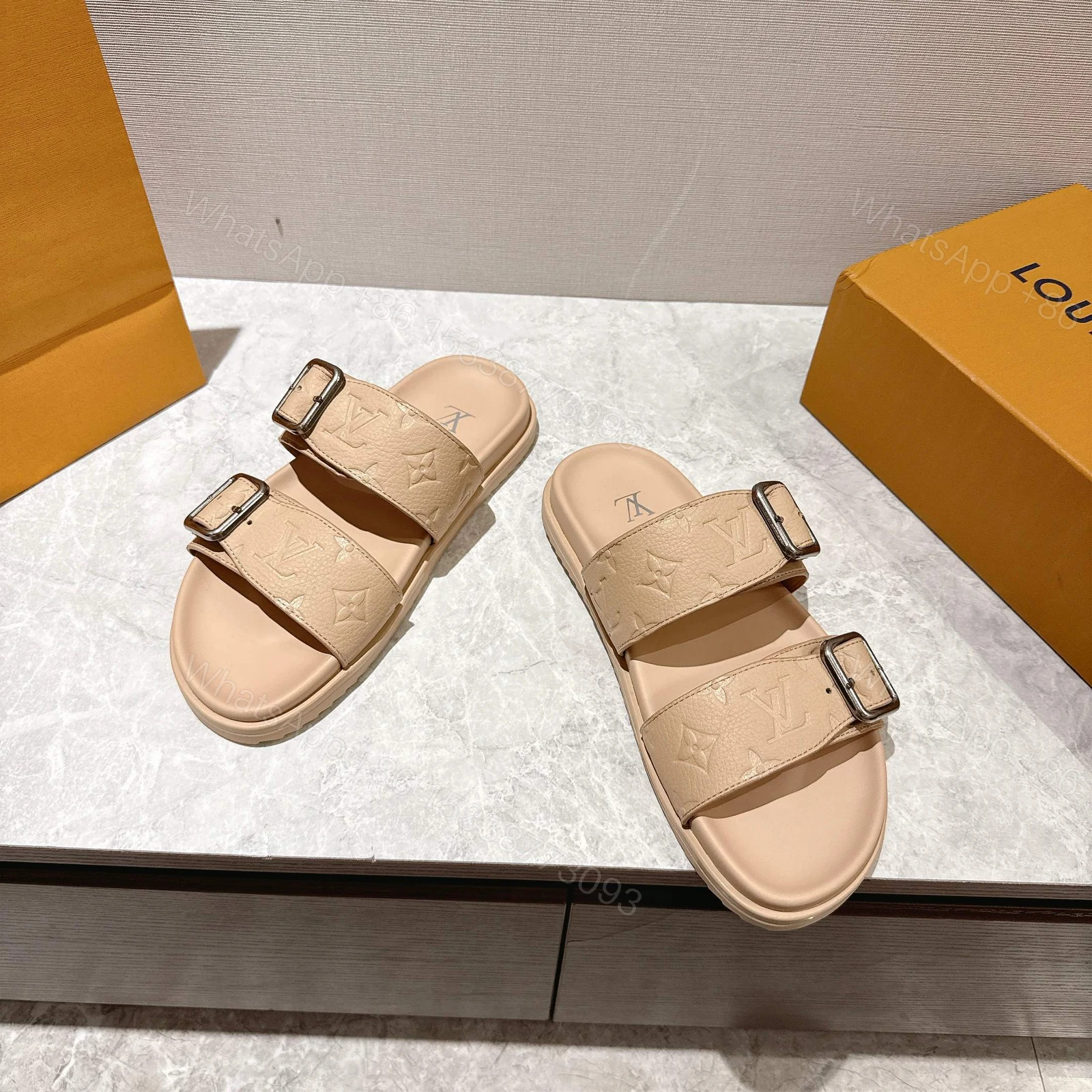 View 3 of Louis Vuitton LV Venice Mule Beige