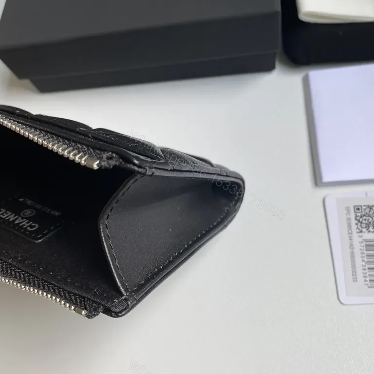 View 5 of Black Quilted Leather Wallet with Signature CC Hardware - Compact Bifold