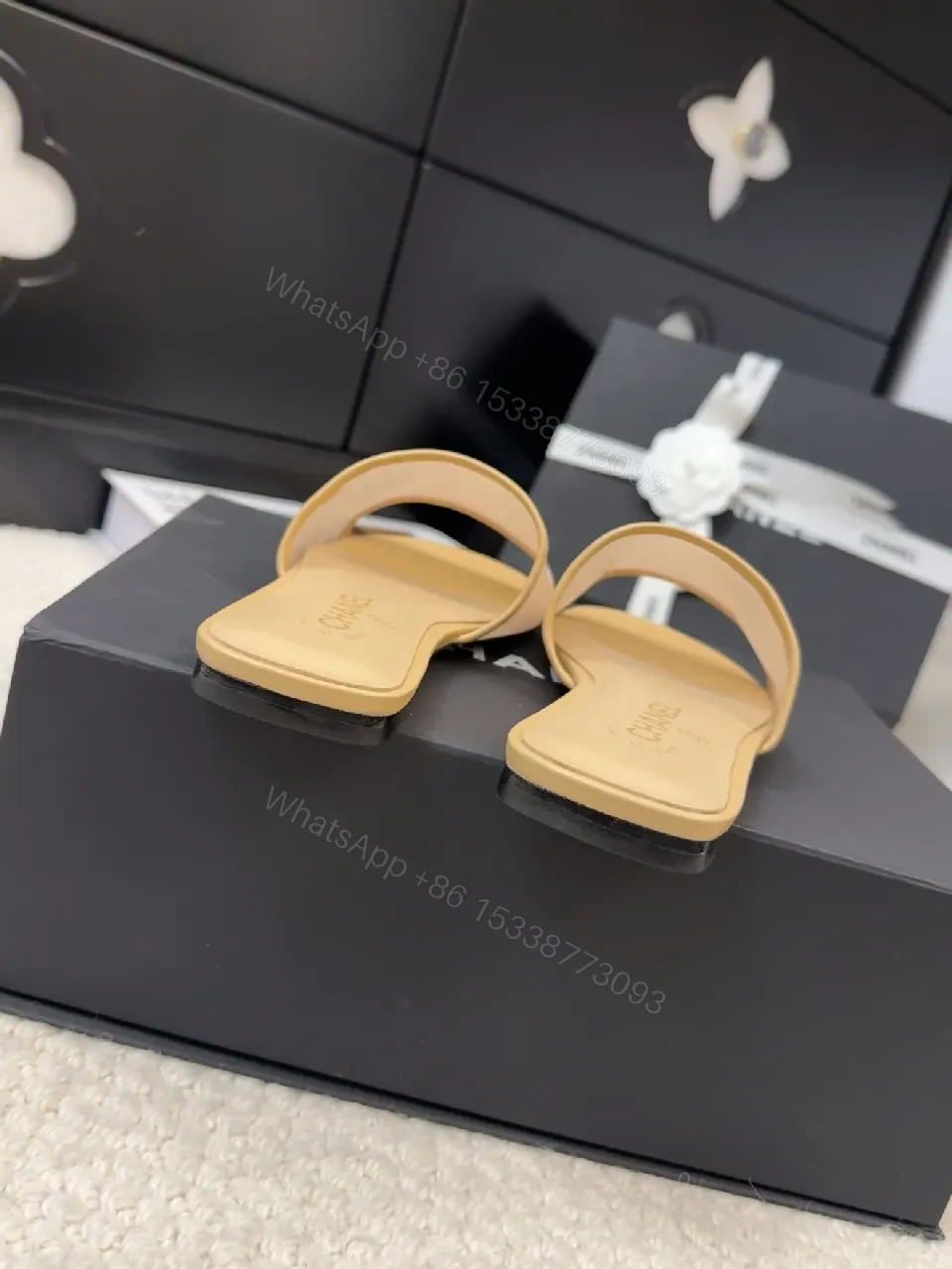 View 6 of Beige Textured Slip-Ons with Soft Elastic Band Sandals