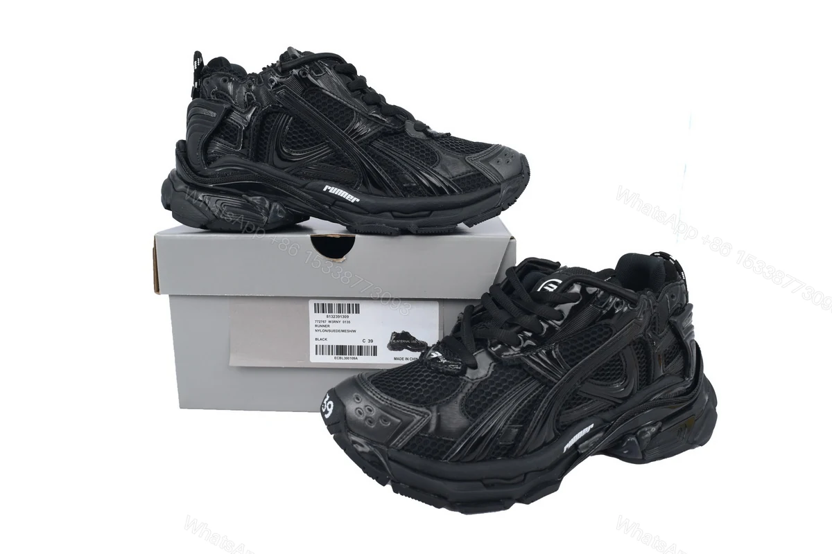 View 7 of Balenciaga Runner Sneaker All Black 772767 W3RNY 0135