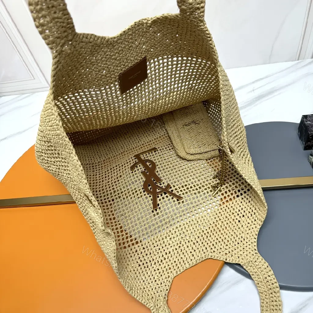 View 9 of Beige Crochet Tote: Logo-Emblem Everyday Luxury Carryall