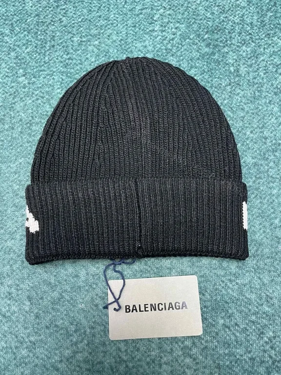 View 5 of Bold Knit Beanie Balenciaga Navy Logo Band Beanie