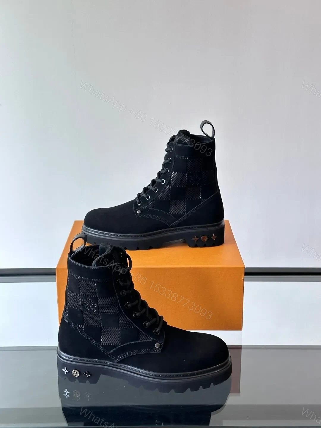 View 4 of LV Men Black Suede Leather Boots