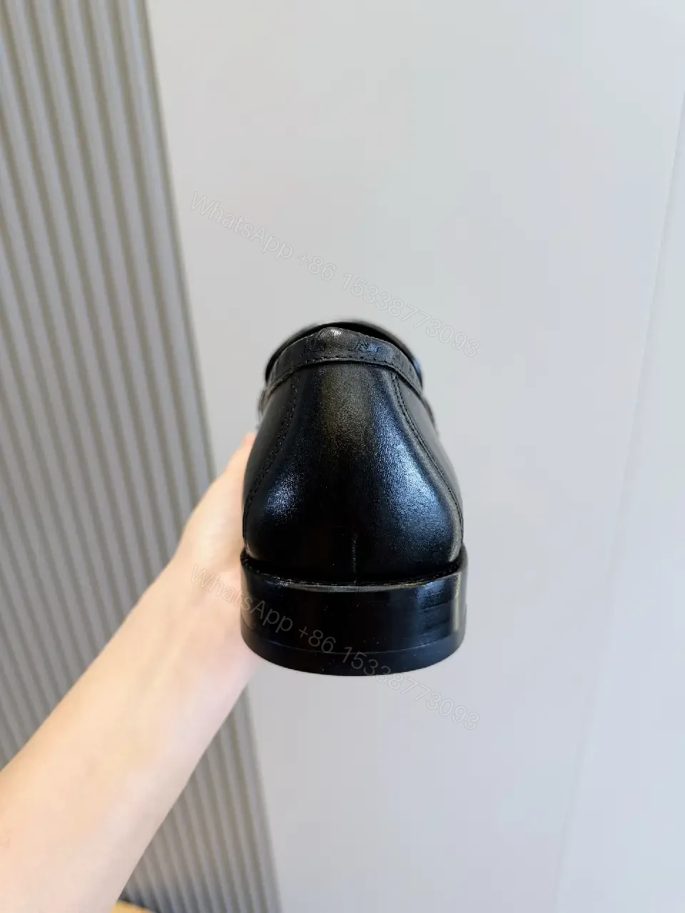 View 3 of Black Leather Loafer with LV Logo Buckle Product Type: Loafer