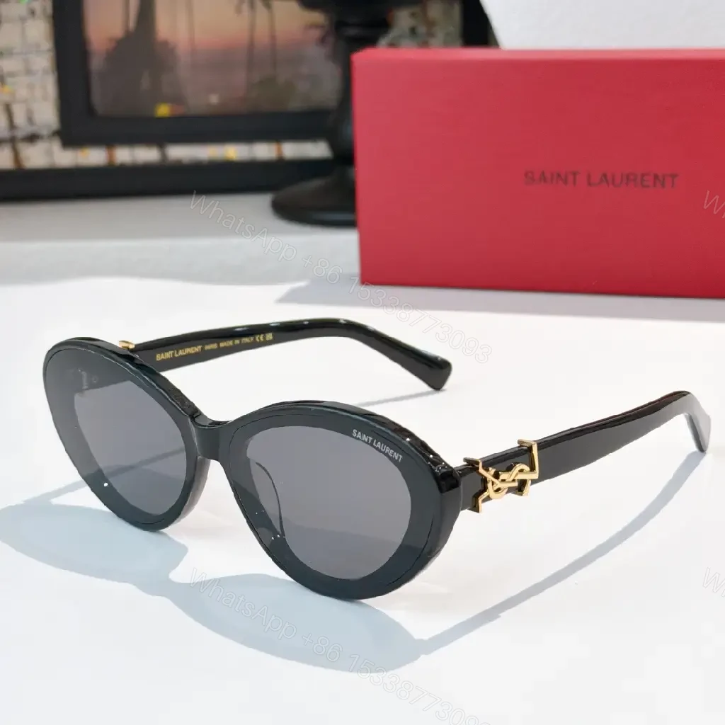 View 7 of Chic Black Round Sunglasses with Gold Hardware