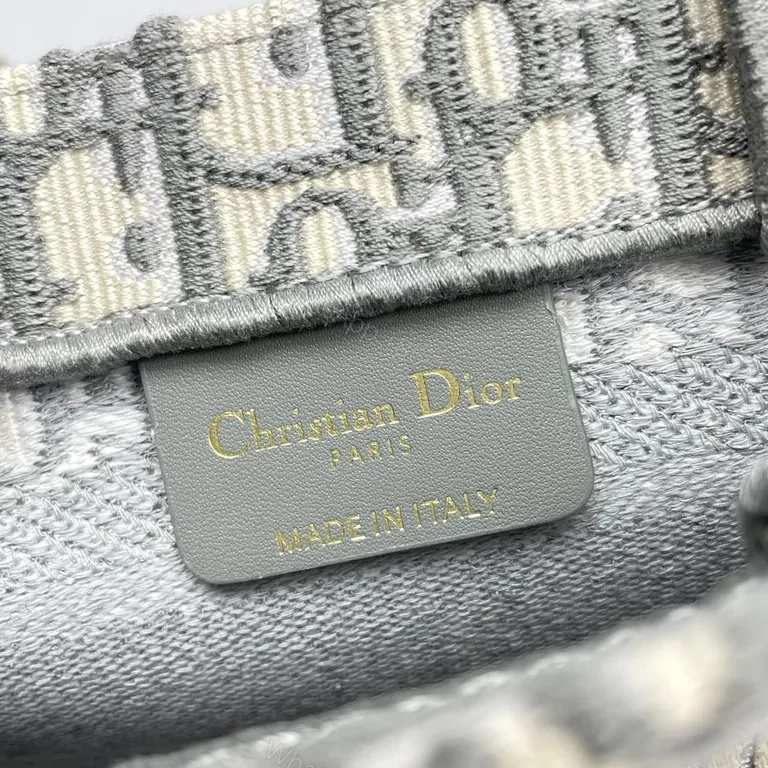 View 6 of Compact Dior Oblique Mini-Tote: Grey Jacquard, Logo Stripe, Premium