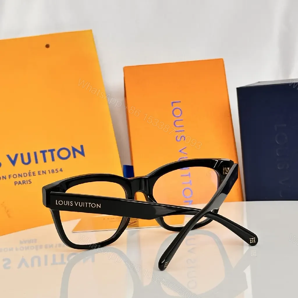 View 5 of Black Acetate Modern Frame with LV Detail Eyewear