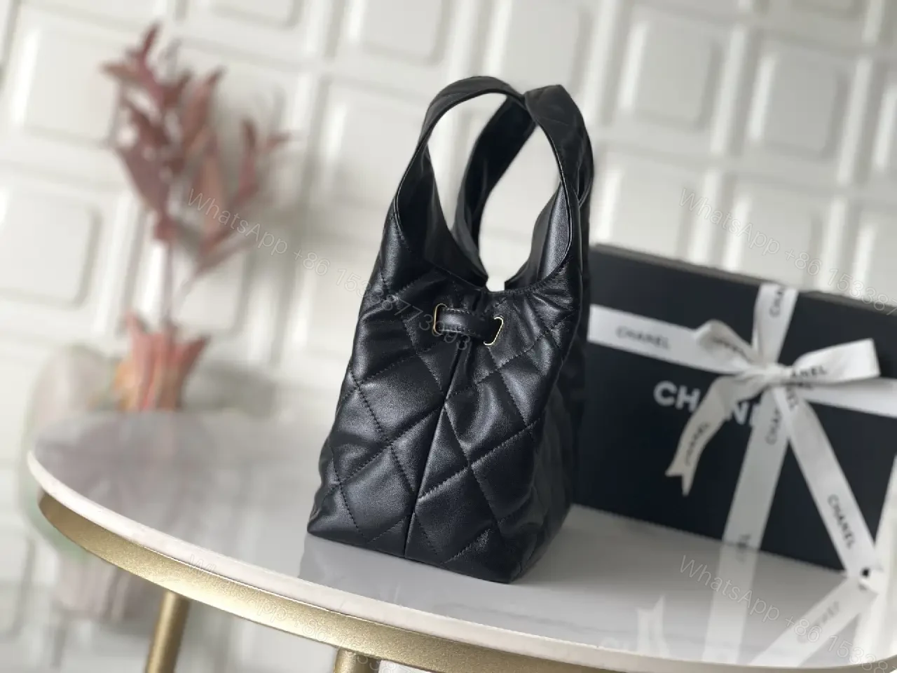View 7 of Quilted Mini Handbag: Gold Hardware, Chain-Detail, Chic Style