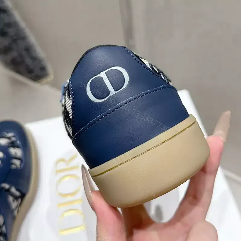 View 3 of DIOR B01 MATCHPOINT SNEAKERS UNISEX SMOOTH CALFSKIN AND JACQUARD CANVAS BLUE/GREY – CD179