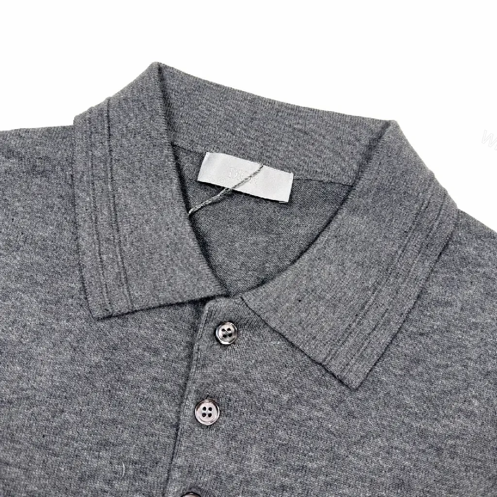 View 2 of Polished Knit Polo: Subtle Dior-Couture Texture Polo Shirt