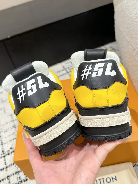 View 7 of Bold Yellow High-Top Sneakers Luxury Casual with LV-Inspired Accents