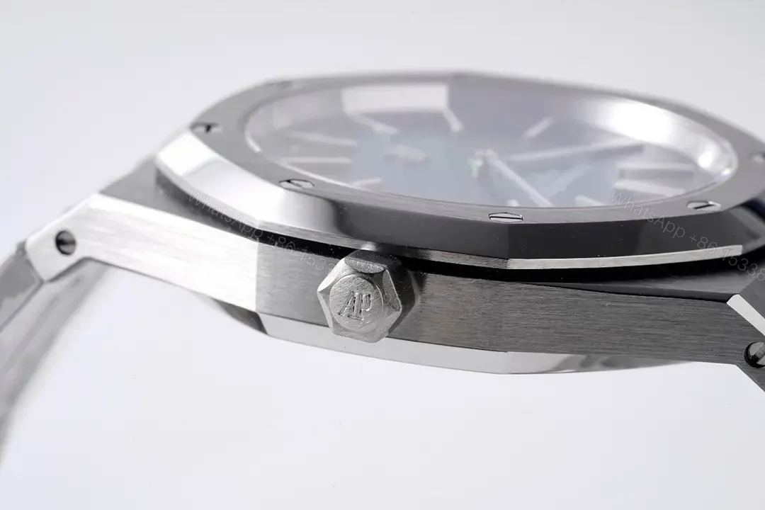 View 6 of KZ Factory Audemars Piguet Royal Oak 15202 Stainless Steel Watch with Green Dial and Petite Tapisserie Pattern