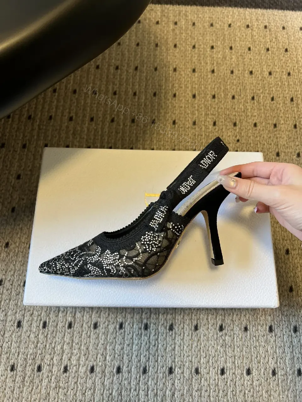 View 5 of Lace Overlay Slingback Heels: Modern Elegance, All-Day Comfort