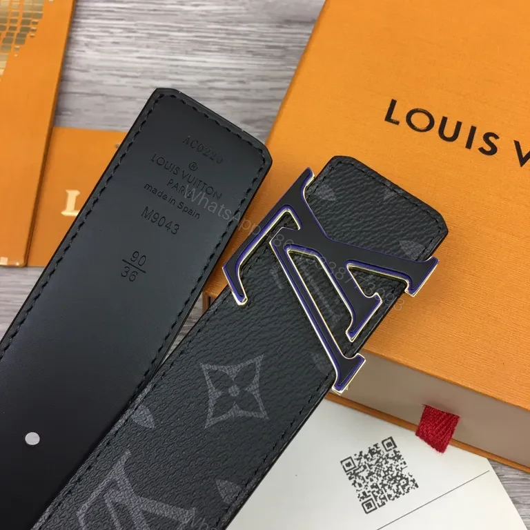 View 9 of Dark Matte LV-Style Monogram Belt with Gunmetal Buckle (Men)