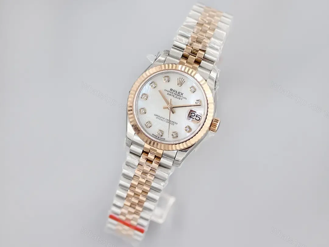 View 3 of Rolex Datejust 31 Rolesor Everose Fluted Jubilee MOP White Dial 178271-0060