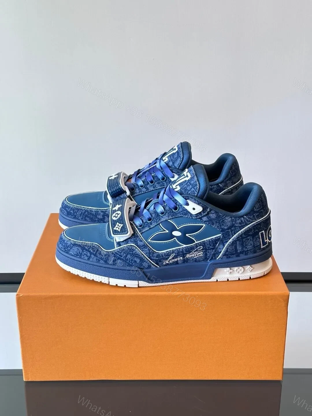 View 3 of LV Men Navy Denim Sneakers