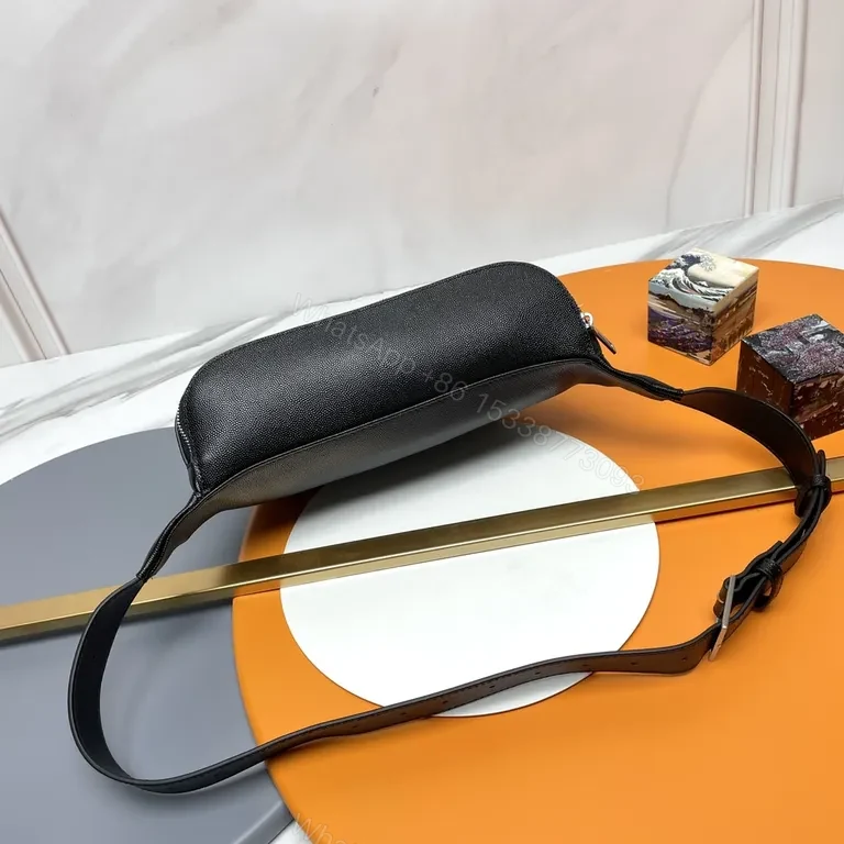 View 2 of Compact Leather Belt Bag with YSL Hardware - Noir Style