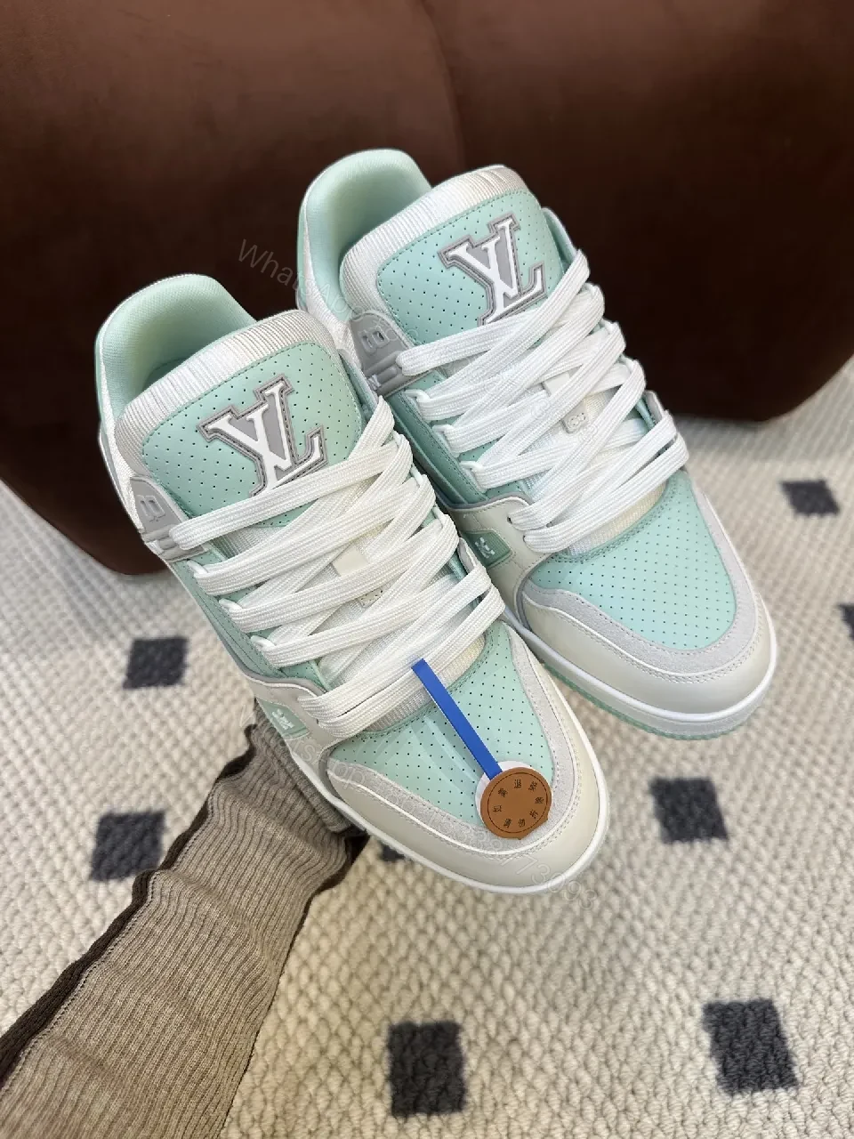 View 9 of Mint-Tone Leather & Suede High-Tops: Modern Luxury Comfort