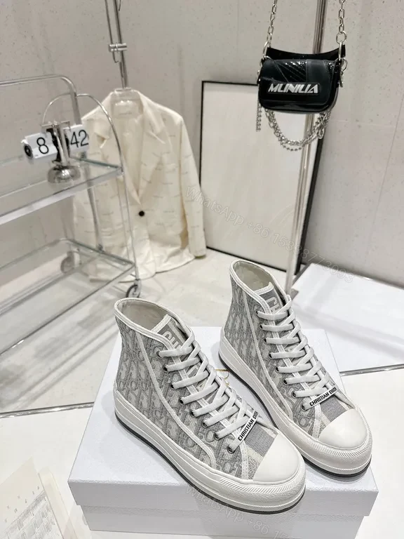 View 2 of Dior-Inspired Texture High-Top Sneakers â€” Luxury, Everyday Use