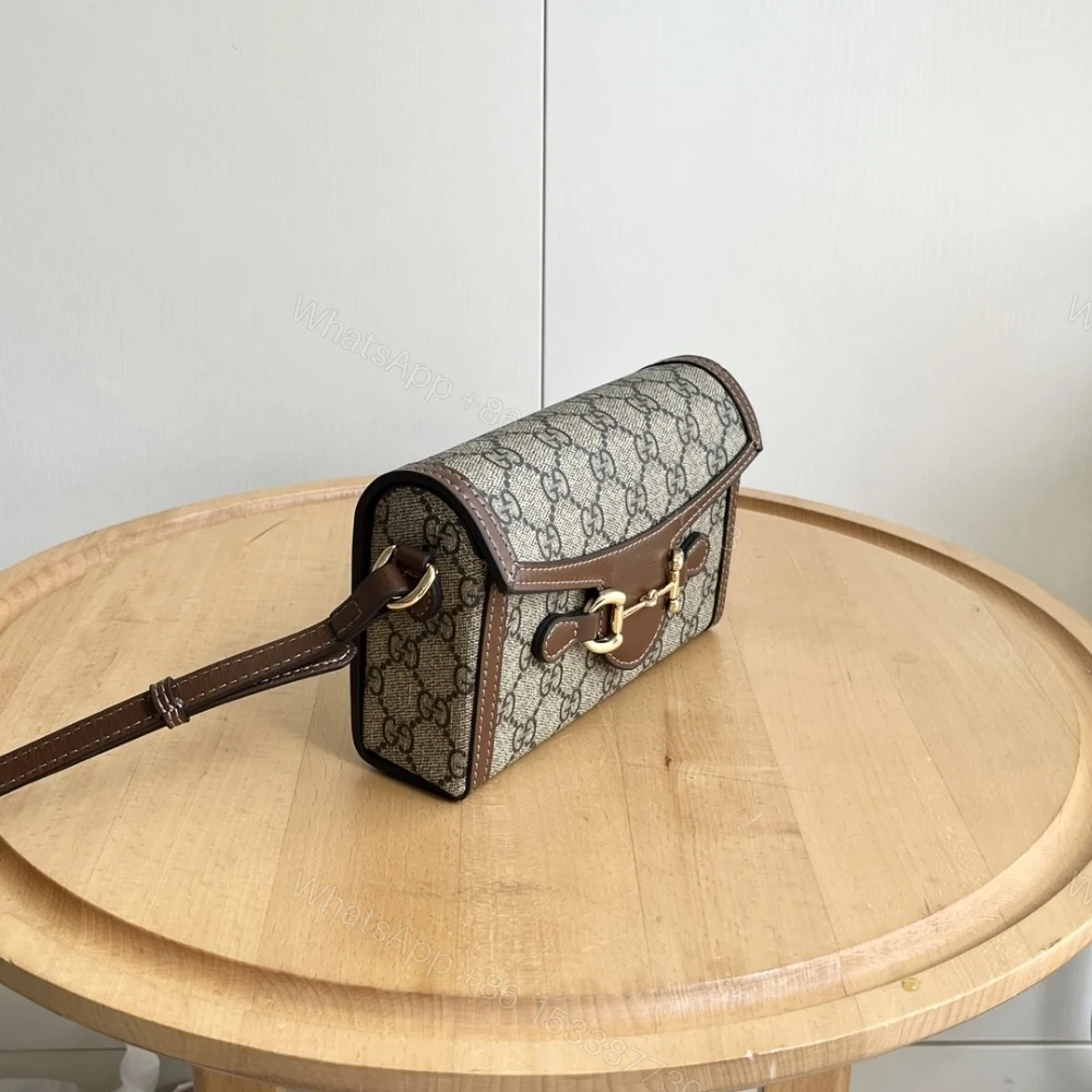 View 3 of Gucci Horsebit 1955 Mini Bag‎ Beige And Dark Brown GG Supreme 18Cm 699296 92TCG 8563