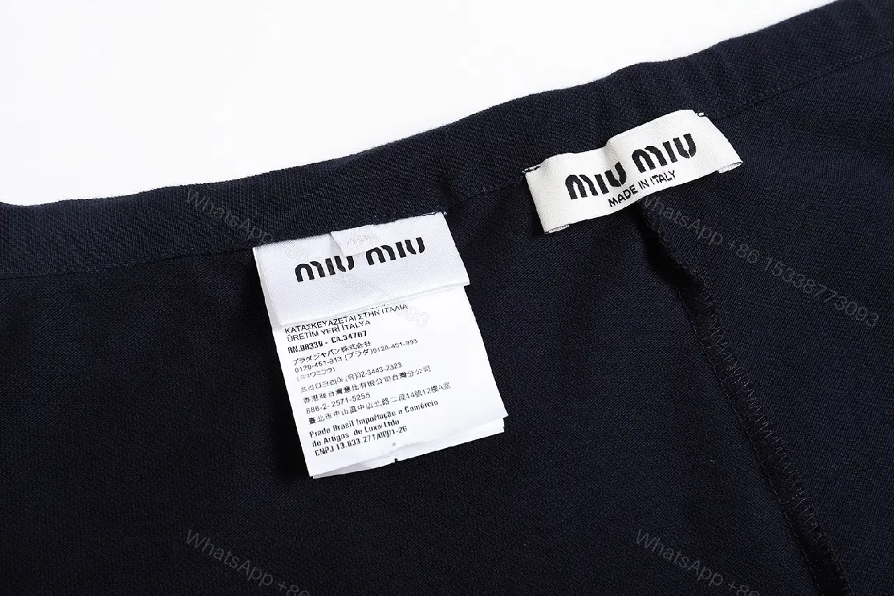 View 4 of Navy Cotton Drawstring Bermuda Shorts Miu Miu Style