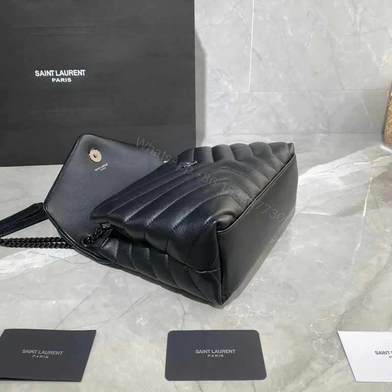 View 3 of Chic Black Quilted Leather Shoulder Bagâ€”YSL Luxury