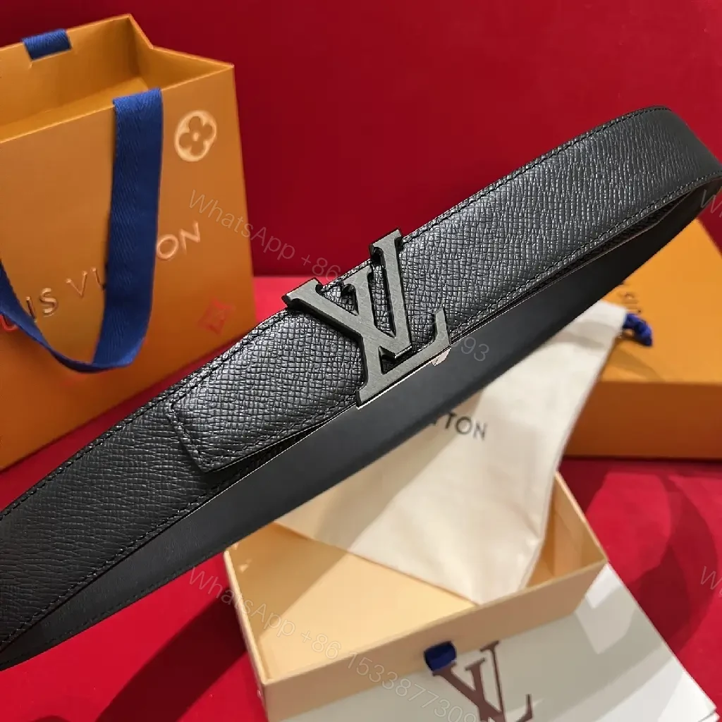 View 3 of Black Leather Belt Gold Logo Accent Luxury Belt for Everyday Wear