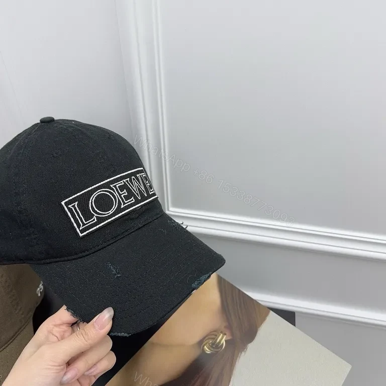 View 5 of Bold Logo Cap in Distressed Black Cotton â€“ Streetwear Essential