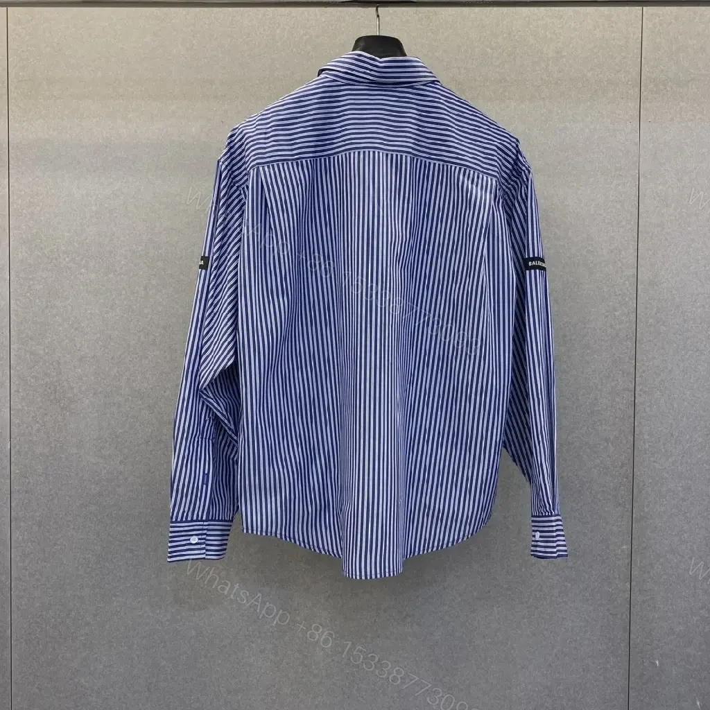 View 3 of Premium Striped Button-Front Shirt with Subtle Detailing