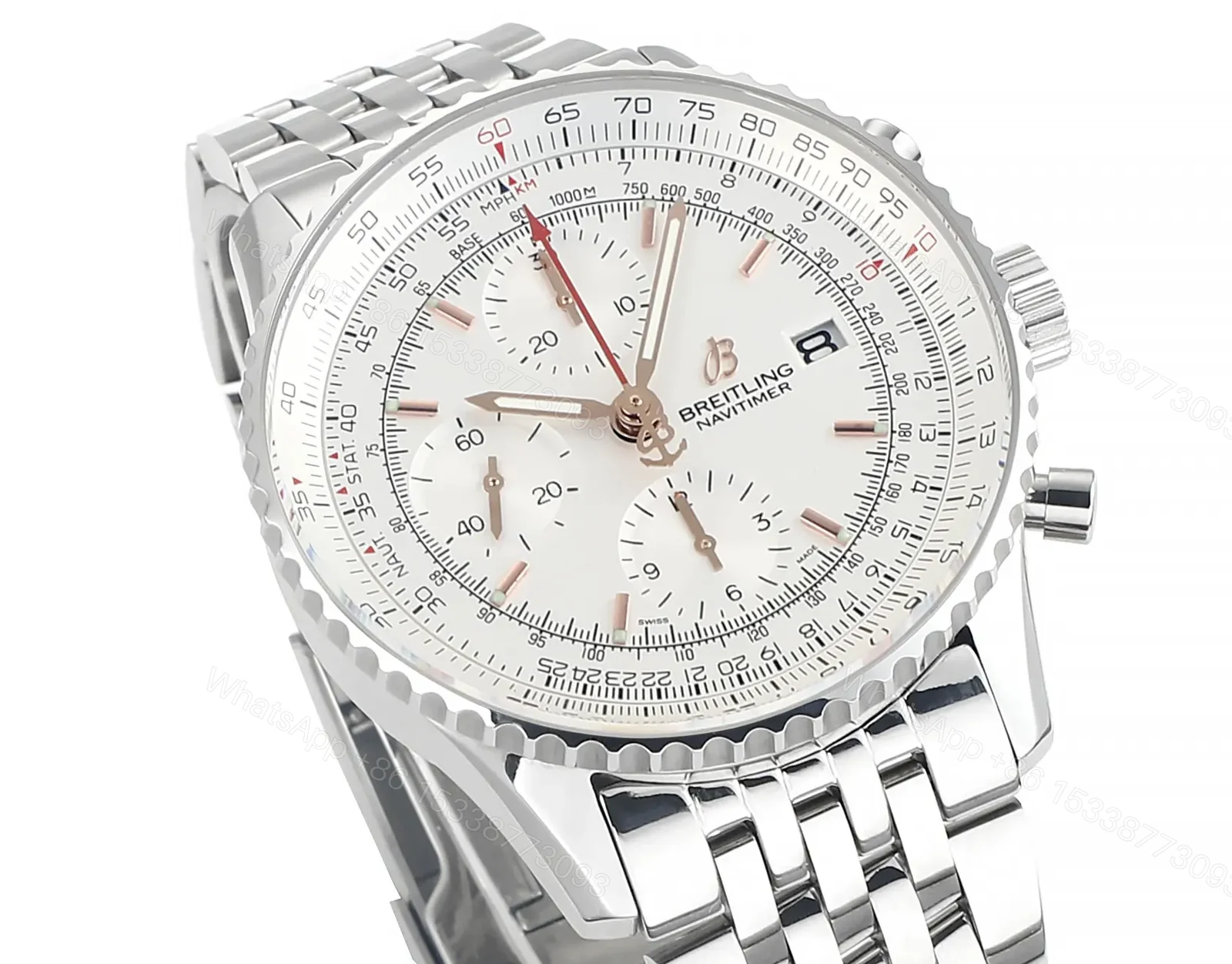 View 3 of GF Factory Breitling Navitimer Silver Dial Stainless Steel Chronograph Watch – 43mm