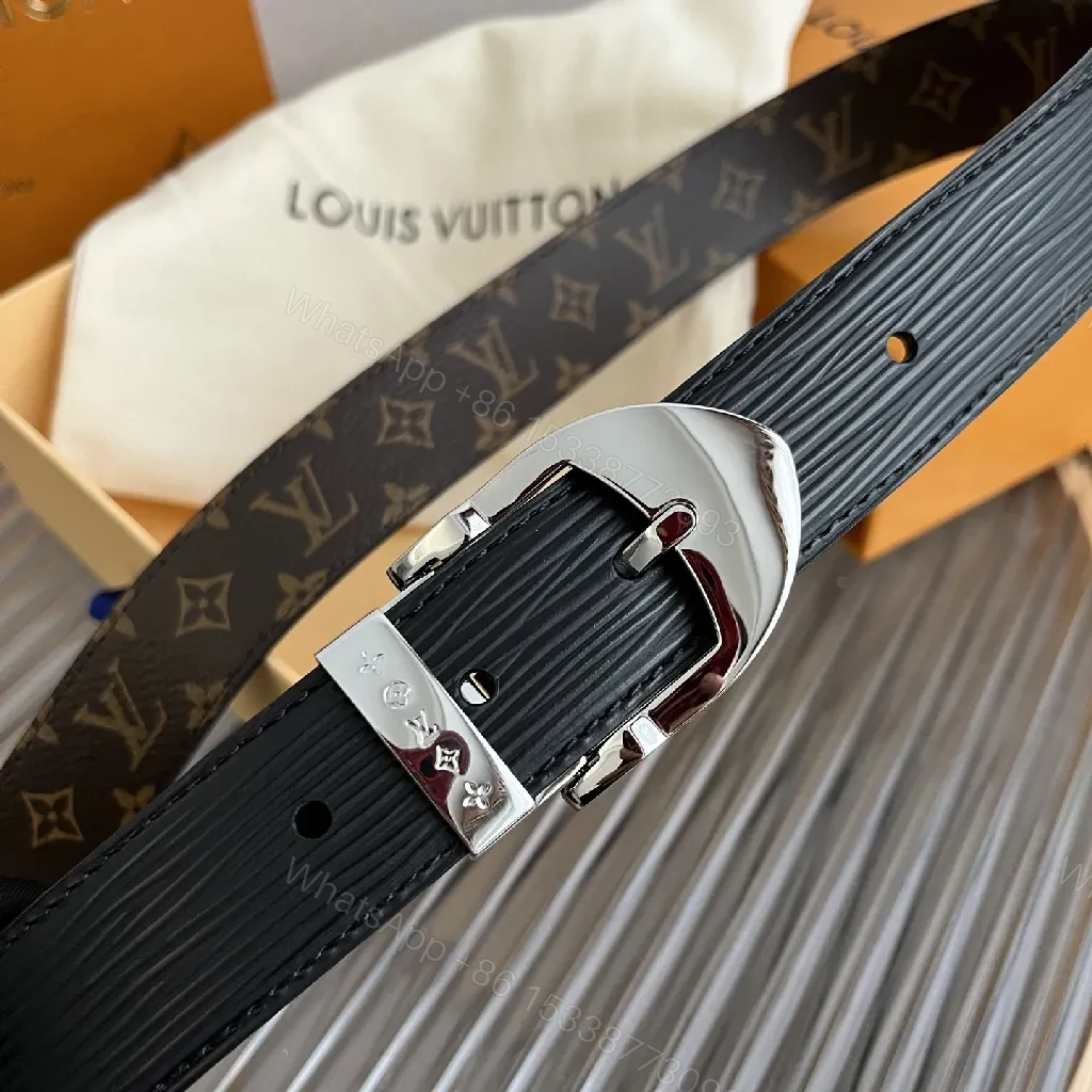 View 3 of Monogram Belt with Textured Strap and Gunmetal Buckle