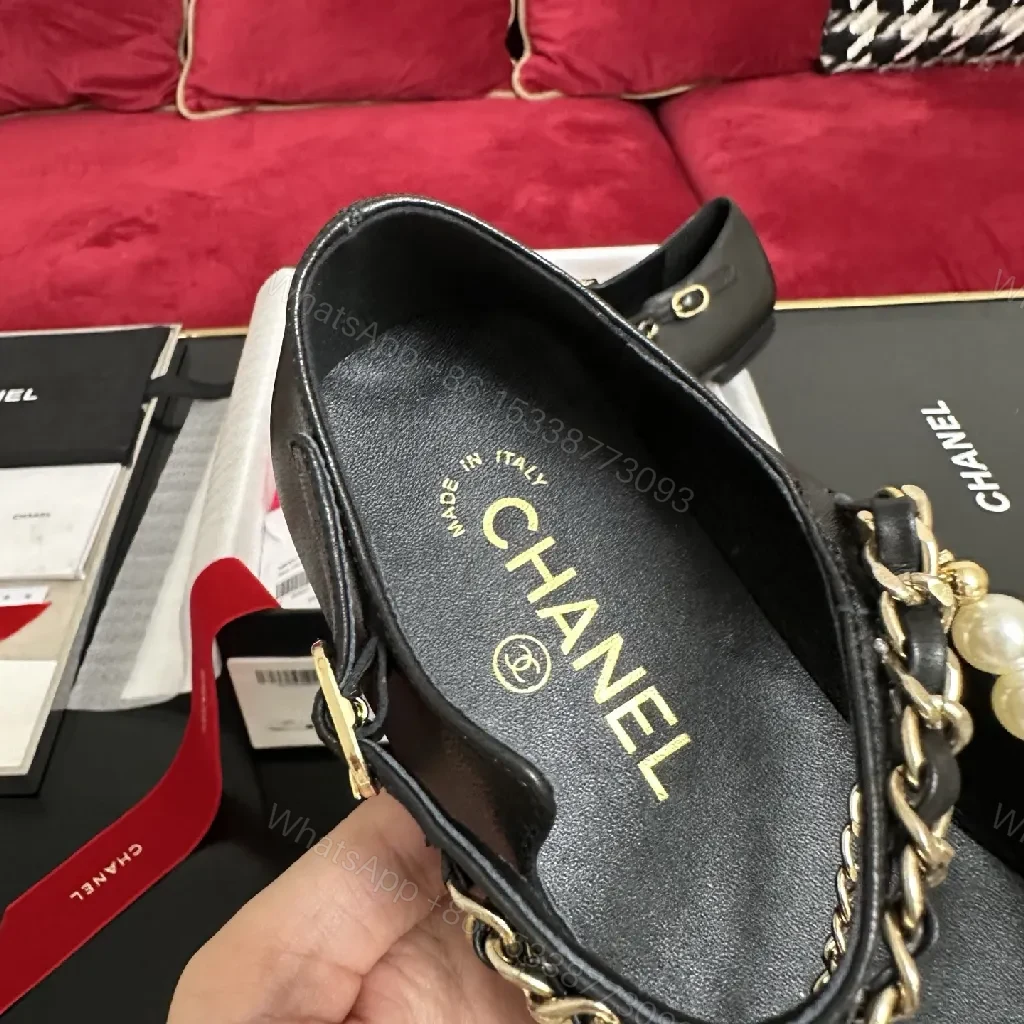 View 8 of Chic Pearl-Chain Leather Mary Jane—Elegant Comfort Shoes