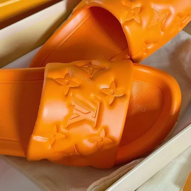View 7 of Bold Monogram Slides: Orange LV Luxury Comfort Slides