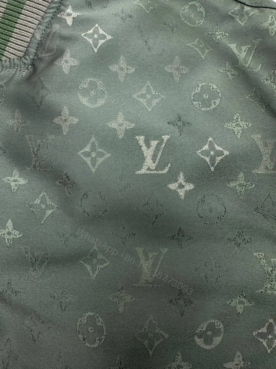 View 2 of Olive Green Monogram Bomber: Modern Utility Jacket