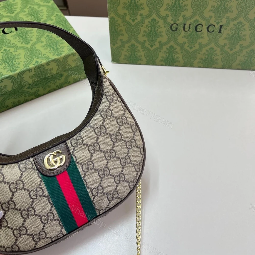 View 4 of GUCCI OPHIDIA SMALL SHOULDER BAG BEIGE AND DARK BROWN GG FABRIC 22CM 838463 FAE0P 9746
